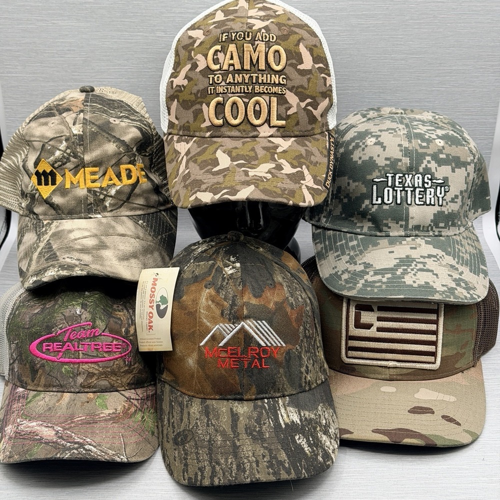 Camo Baseball Cap Hunting Trucker Adjustable Adult Army Fishing Outdoor Lot of 6
